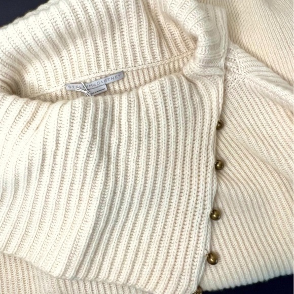 NWT Stella McCartney Button Patchwork Rib Cashmere Sweater, sz US 8 - Picture 5 of 10